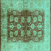 Square Oriental Turquoise Industrial Rug, urb864turq