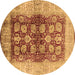 Round Machine Washable Oriental Brown Industrial Rug, wshurb864brn