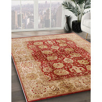 Mid-Century Modern Yellow Oriental Rug, urb864