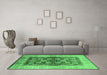 Machine Washable Oriental Emerald Green Industrial Area Rugs in a Living Room,, wshurb864emgrn