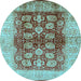 Round Oriental Light Blue Industrial Rug, urb864lblu