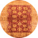 Round Oriental Orange Industrial Rug, urb864org