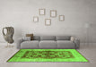 Machine Washable Oriental Green Industrial Area Rugs in a Living Room,, wshurb864grn