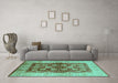 Machine Washable Oriental Turquoise Industrial Area Rugs in a Living Room,, wshurb864turq