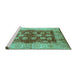 Sideview of Machine Washable Oriental Turquoise Industrial Area Rugs, wshurb864turq