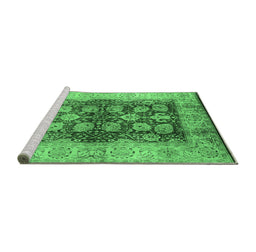 Sideview of Machine Washable Oriental Emerald Green Industrial Area Rugs, wshurb864emgrn