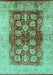 Machine Washable Oriental Turquoise Industrial Area Rugs, wshurb864turq