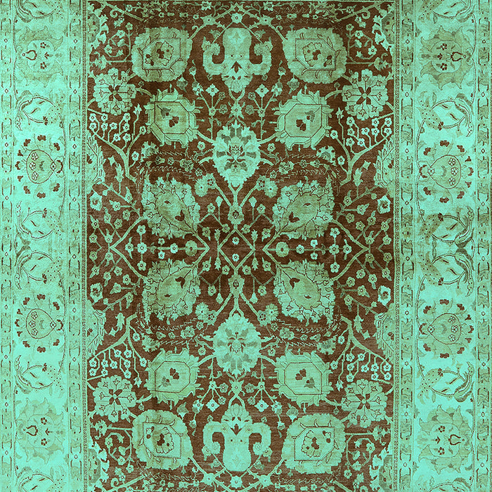 Machine Washable Oriental Turquoise Industrial Area Rugs, wshurb864turq