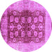 Round Machine Washable Oriental Purple Industrial Area Rugs, wshurb864pur