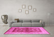 Machine Washable Oriental Pink Industrial Rug in a Living Room, wshurb864pnk