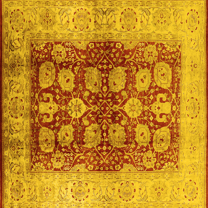 Square Machine Washable Oriental Yellow Industrial Rug, wshurb864yw