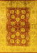 Machine Washable Oriental Yellow Industrial Rug, wshurb864yw