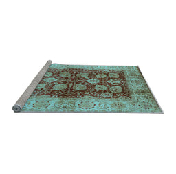 Sideview of Machine Washable Oriental Light Blue Industrial Rug, wshurb864lblu