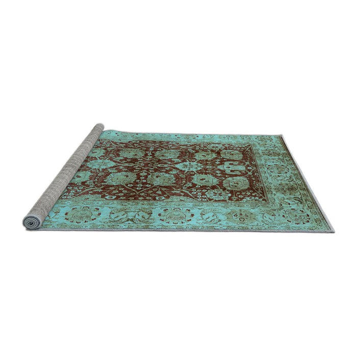 Sideview of Machine Washable Oriental Light Blue Industrial Rug, wshurb864lblu