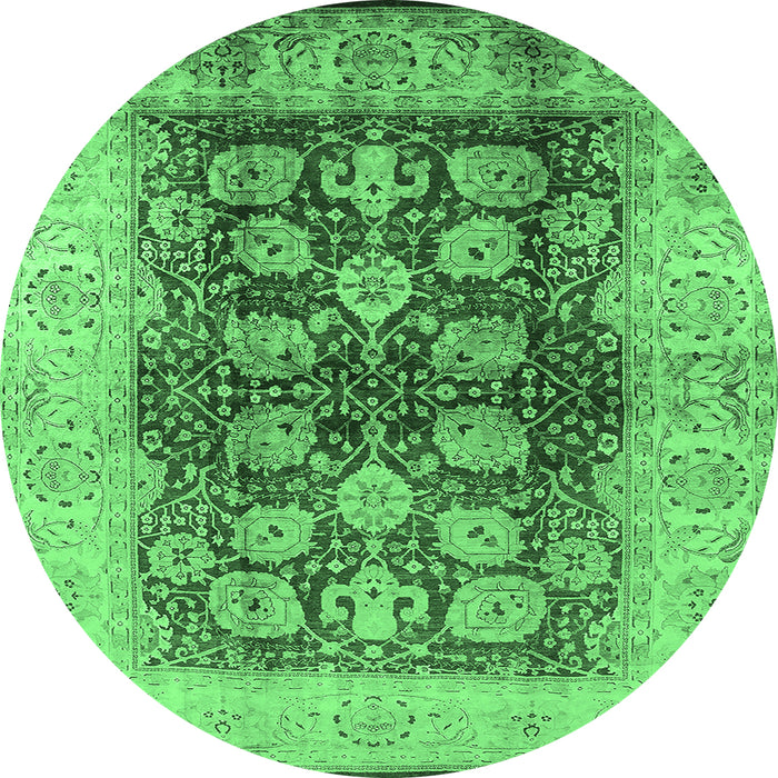 Round Oriental Emerald Green Industrial Rug, urb864emgrn