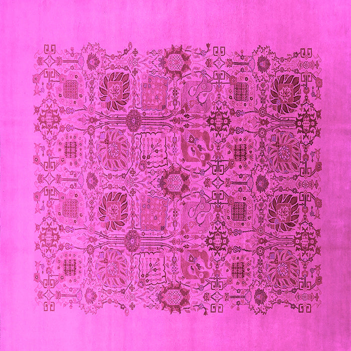 Square Machine Washable Oriental Pink Industrial Rug, wshurb865pnk