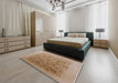 Mid-Century Modern Light Brown Oriental Rug in a Bedroom, urb865