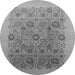 Round Machine Washable Oriental Gray Industrial Rug, wshurb865gry