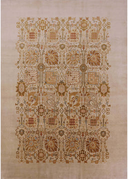 Mid-Century Modern Light Brown Oriental Rug, urb865