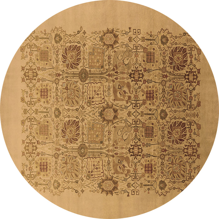 Round Oriental Brown Industrial Rug, urb865brn
