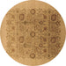 Round Oriental Brown Industrial Rug, urb865brn