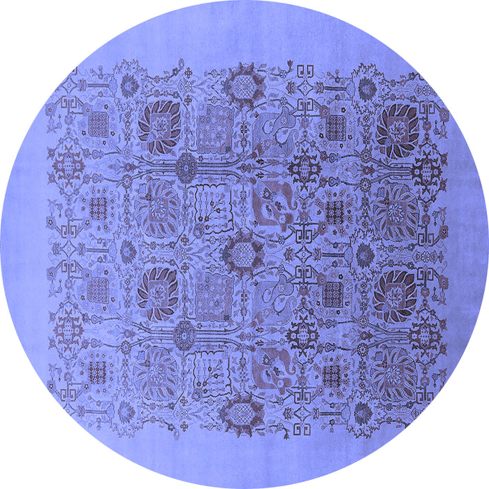 Round Oriental Blue Industrial Rug, urb865blu