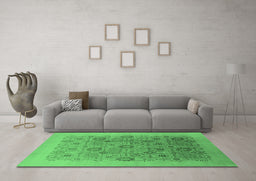 Machine Washable Oriental Emerald Green Industrial Area Rugs in a Living Room,, wshurb865emgrn