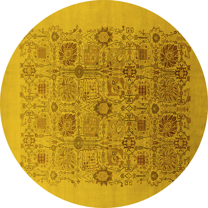 Round Oriental Yellow Industrial Rug, urb865yw