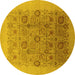 Round Oriental Yellow Industrial Rug, urb865yw