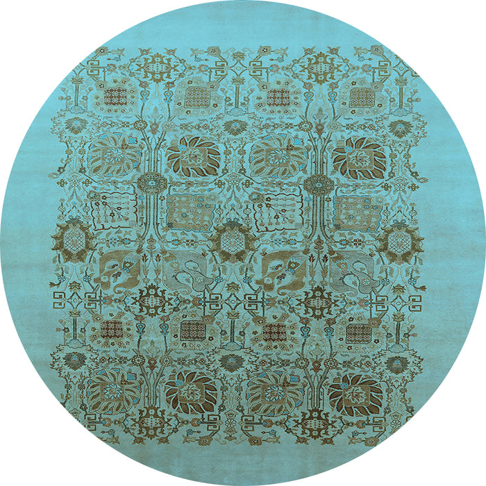 Round Oriental Light Blue Industrial Rug, urb865lblu