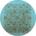 Round Oriental Light Blue Industrial Rug, urb865lblu