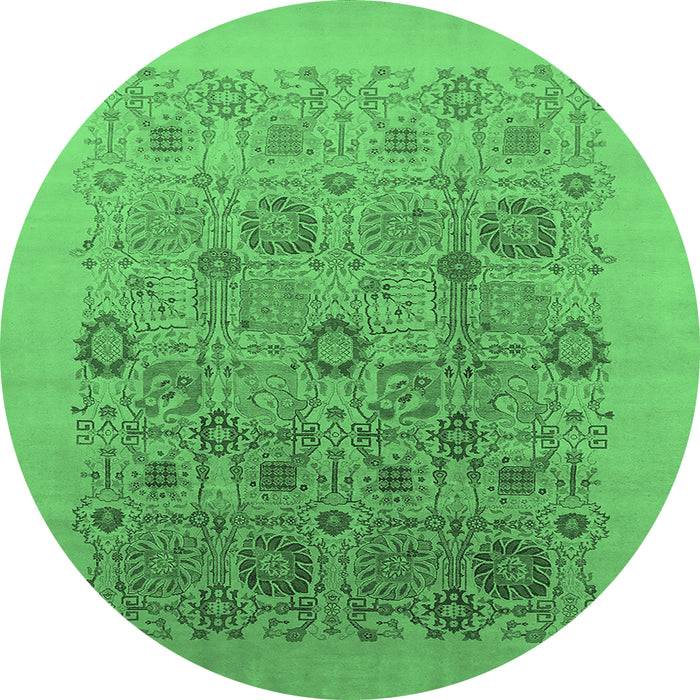 Round Oriental Emerald Green Industrial Rug, urb865emgrn