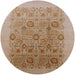 Round Mid-Century Modern Light Brown Oriental Rug, urb865