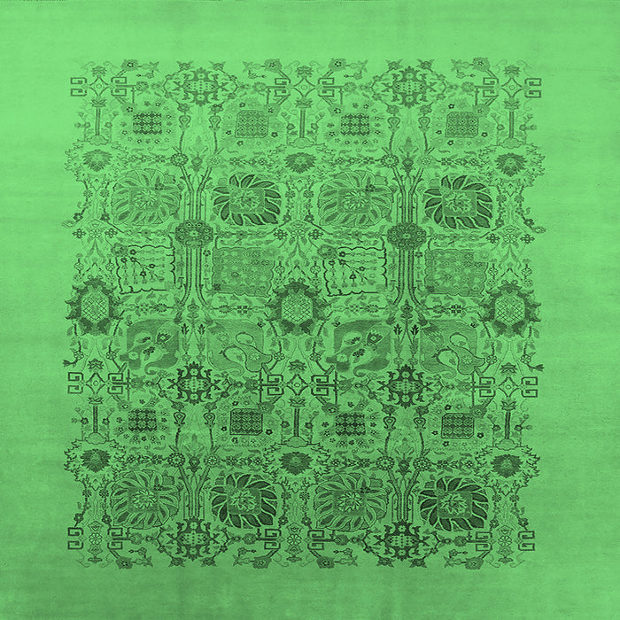 Square Machine Washable Oriental Emerald Green Industrial Area Rugs, wshurb865emgrn