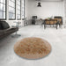 Round Machine Washable Industrial Modern Light Brown Rug in a Office, wshurb865