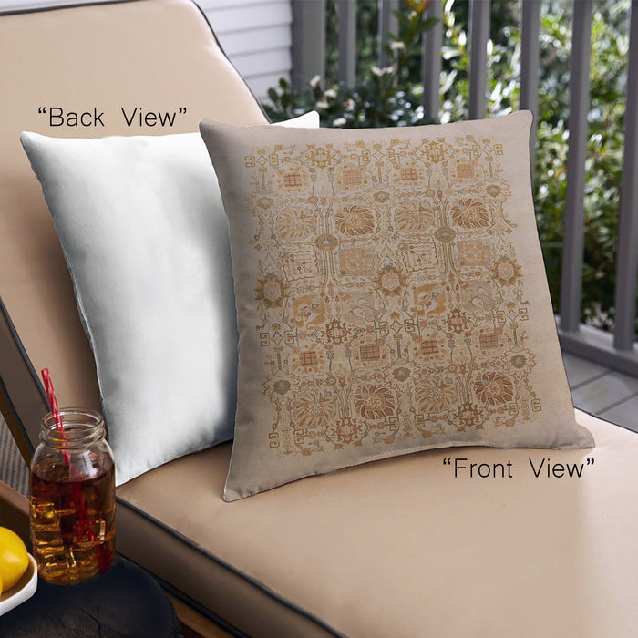 Front View of Mid-Century Modern Urban Square Light Brown Throw Pillow, 18 inch by 18 inch, pwurb865