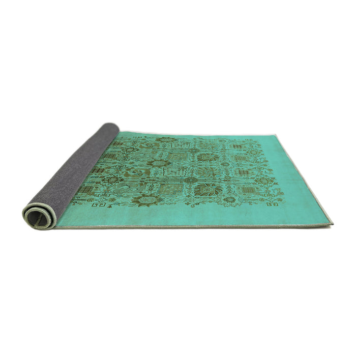 Sideview of Oriental Turquoise Industrial Rug, urb865turq