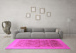 Machine Washable Oriental Pink Industrial Rug in a Living Room, wshurb865pnk