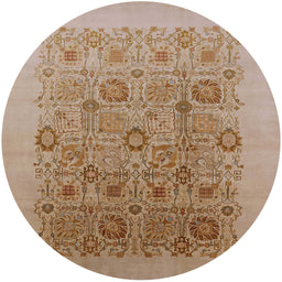 Round Machine Washable Industrial Modern Light Brown Rug, wshurb865