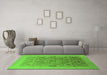 Machine Washable Oriental Green Industrial Area Rugs in a Living Room,, wshurb865grn