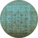 Round Oriental Light Blue Traditional Rug, urb866lblu