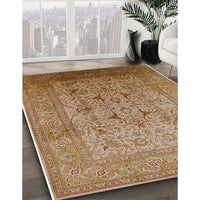 Mid-Century Modern Mahogany Brown Oriental Rug, urb866