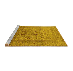 Sideview of Machine Washable Oriental Yellow Traditional Rug, wshurb866yw