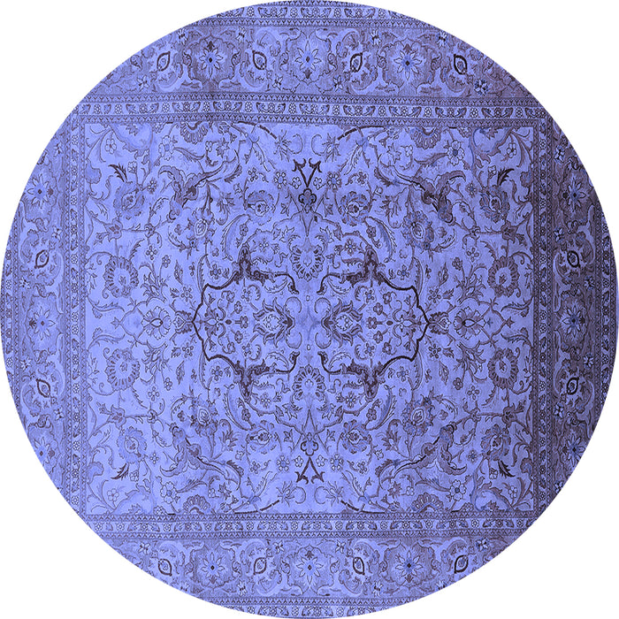 Round Oriental Blue Traditional Rug, urb866blu