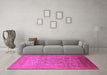 Machine Washable Oriental Pink Traditional Rug in a Living Room, wshurb866pnk