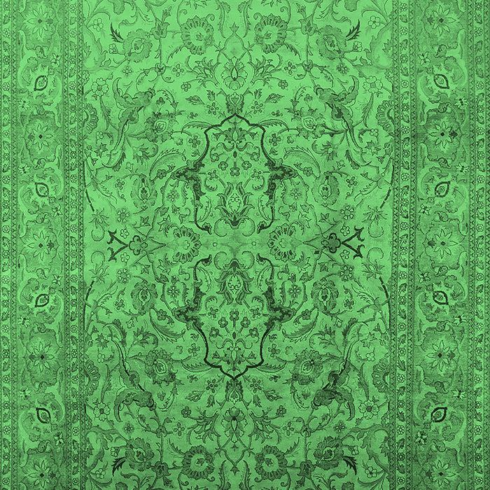 Machine Washable Oriental Emerald Green Traditional Area Rugs, wshurb866emgrn
