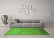 Machine Washable Oriental Green Traditional Area Rugs in a Living Room,, wshurb866grn