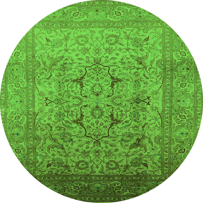Round Oriental Green Traditional Rug, urb866grn