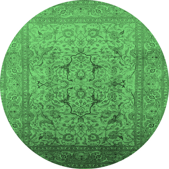 Round Oriental Emerald Green Traditional Rug, urb866emgrn