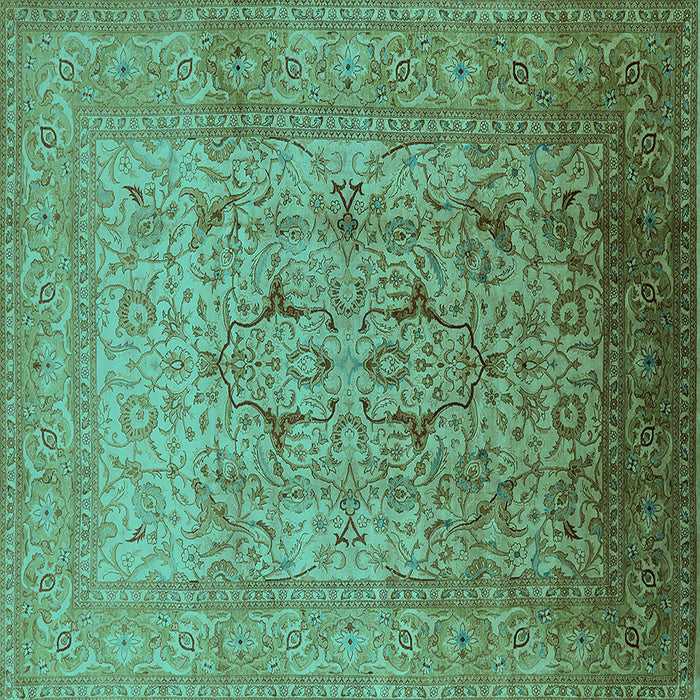 Square Oriental Turquoise Traditional Rug, urb866turq